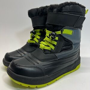 Ozark Trail Kids Snow Boots Black Gray Neon Green Winter Waterproof Size 3